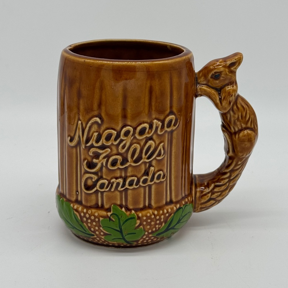 Vintage Giftcraft Japan Squirrel Handle Mug Niagara Falls Canada 7835 Kitschy